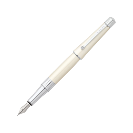 Stylo-plume Beverly Blanc plume acier rhodié taille medium